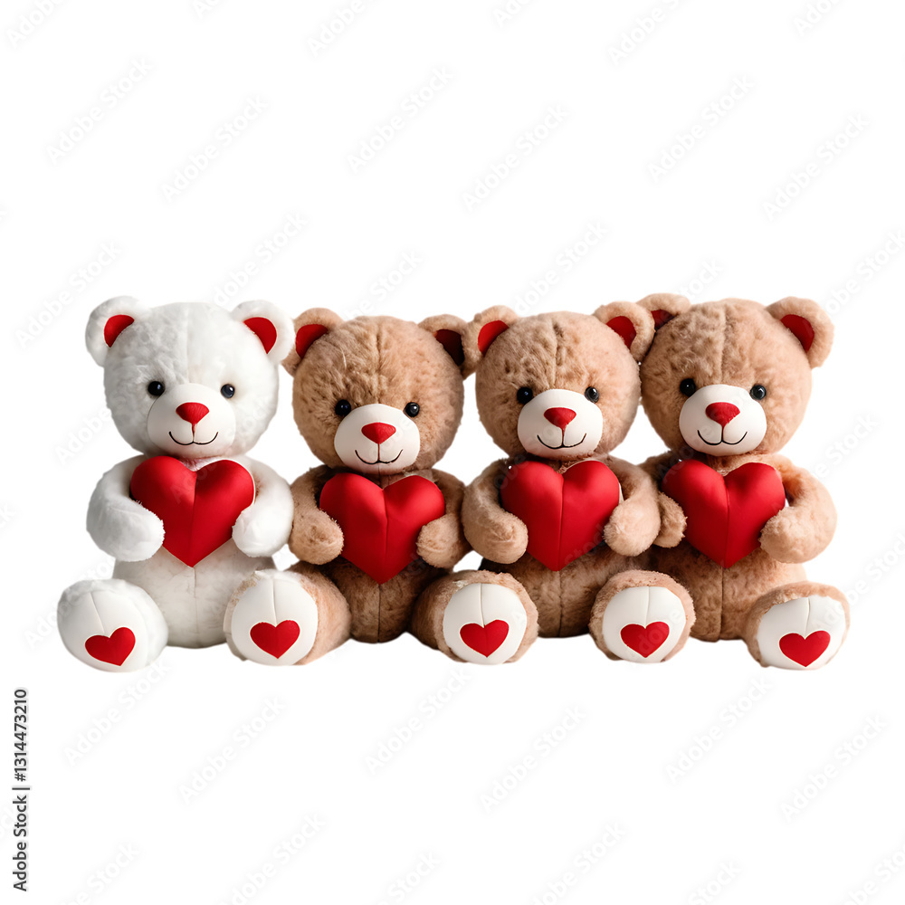 The Cutest Teddy Bear Trio Holding Different Red Heart Designs on transparent background The Cutest Teddy Bear Trio Holding Different Red Heart Designs on transparent background
