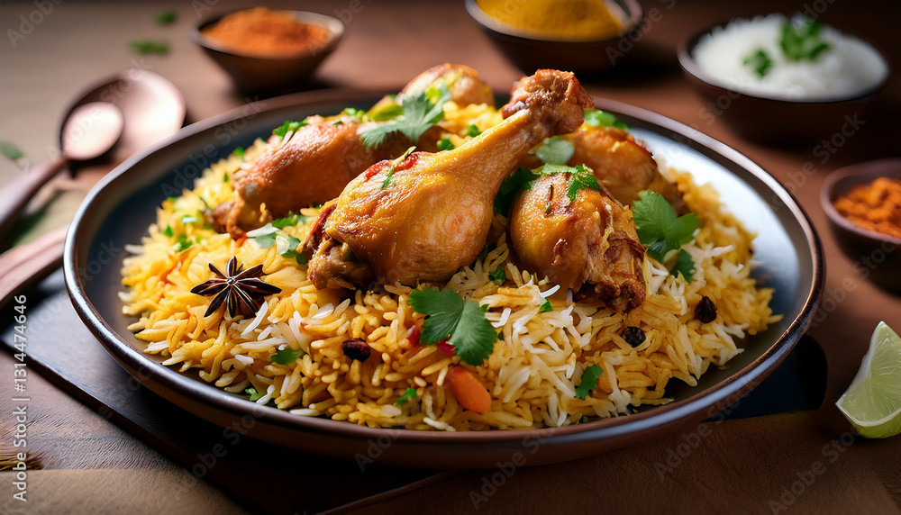 Aromatic chicken biryani with golden saffron rice and Middle Eastern flavors
Aromatic chicken biryani with golden saffron rice and Middle Eastern flavors