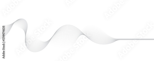 Gray wave curve lines abstract background with flowing particles. Digital energy waves technology concept. Modern backdrop design for business, presentation, banner.