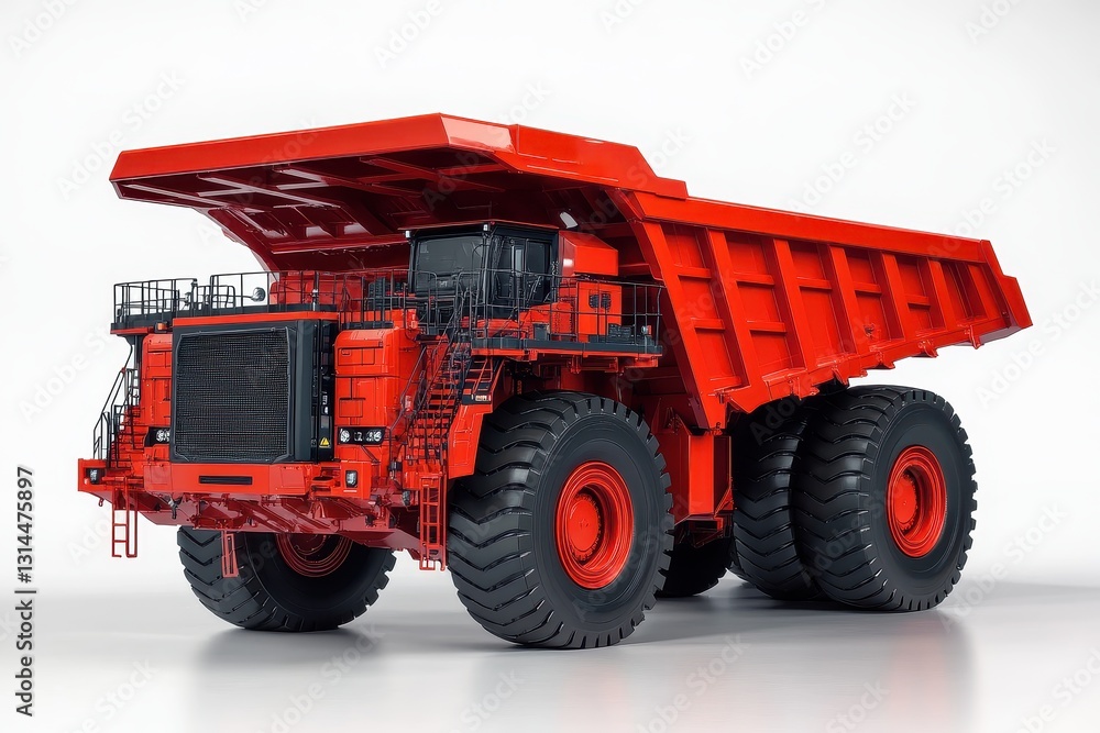 Large Heavy Duty Dump Truck with Bright Red Color and Big Tires Large Heavy Duty Dump Truck with Bright Red Color and Big Tires
