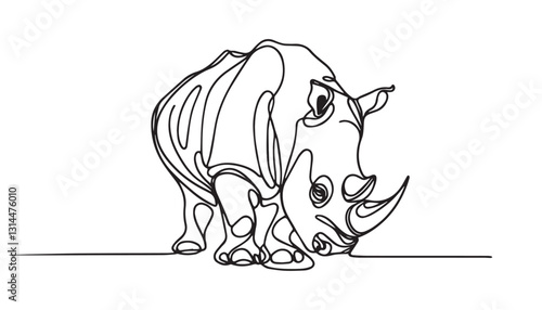 Continuous one single minimal line drawing rhino