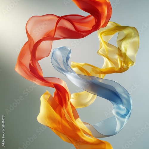 Vibrant Flowing Ribbons In Motion Against Soft Backdrop