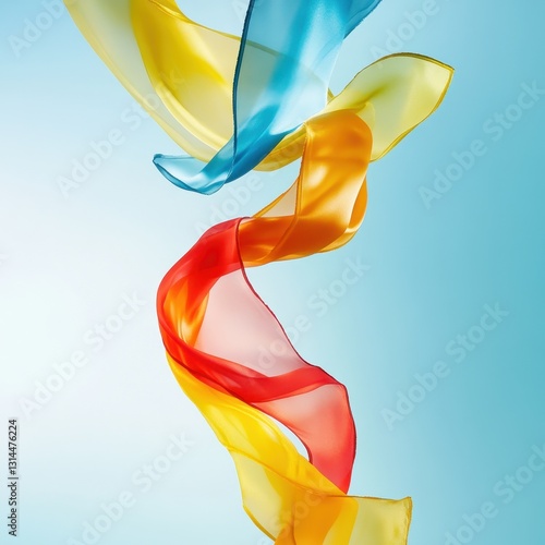 Vibrant Ribbons Captured In Flow Against Soft Background