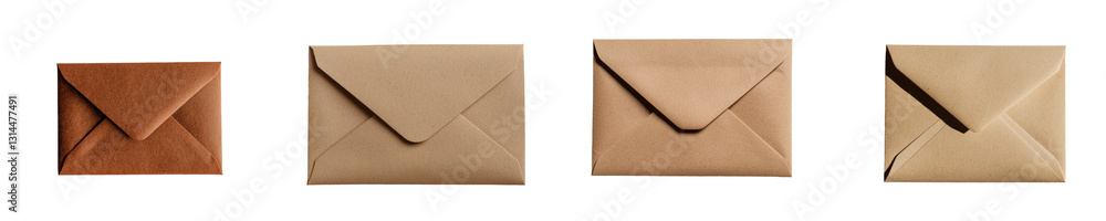 This png image showcases a horizontal brown envelope, distinguished by its minimalist style and closed flap, set against a transparent background, and is well-suited for mailing or filing letters and