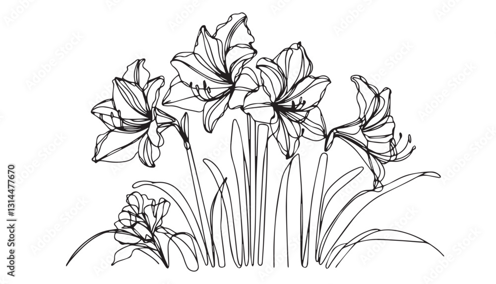 Continuous one single minimal line drawing Lily Continuous one single minimal line drawing Lily
