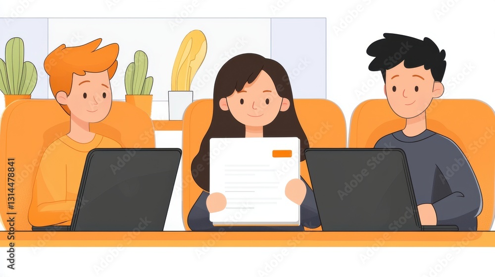 Two individuals engaged in productive work on laptops while collaborating in a modern office environment together Two individuals engaged in productive work on laptops while collaborating in a modern office environment together