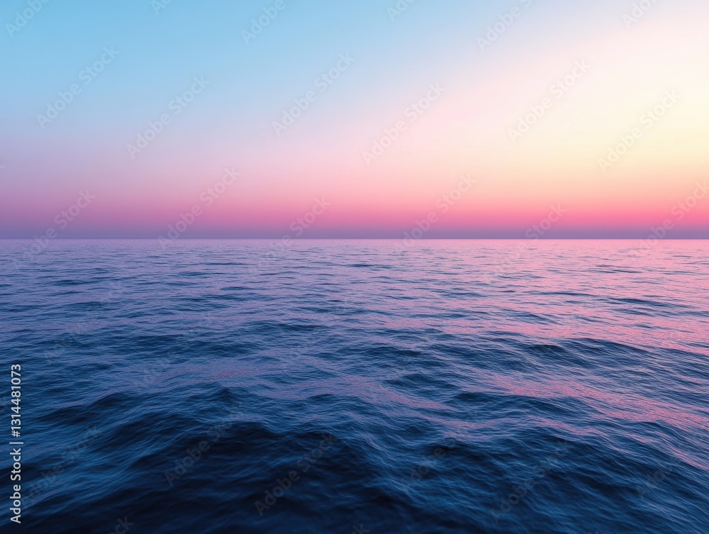 Fototapeta premium Serene ocean vista at twilight with pastel sky hues creating a tranquil and peaceful seascape