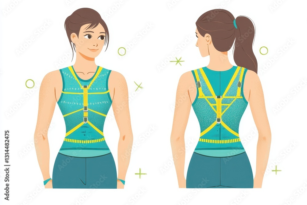 Stylish Athletic Woman Wearing Modern Sports Bra from Front and Back Stylish Athletic Woman Wearing Modern Sports Bra from Front and Back