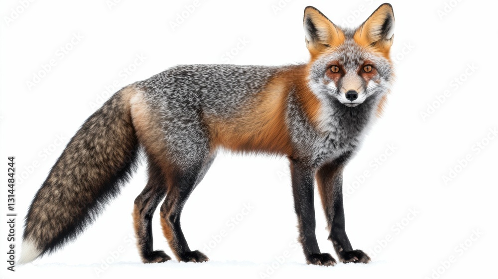 Fototapeta premium Silver Fox - Beautiful Candid Animal Closeup in Snowy Background