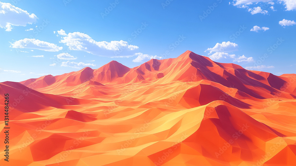 Naklejka premium A desert landscape with mountains in the background