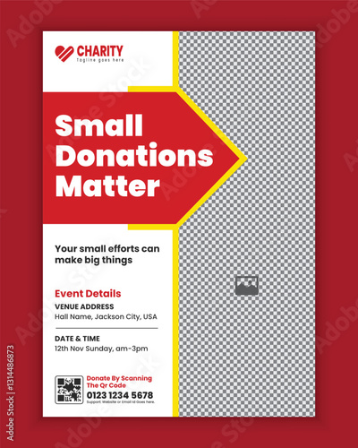 Charity activities, donation campaign flyer design, or Fundraiser Poster template, donation concept flyer design