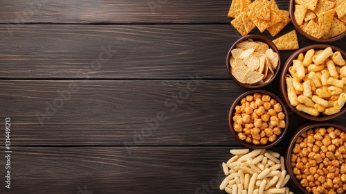 Assorted Snack Bowls on Wooden Table