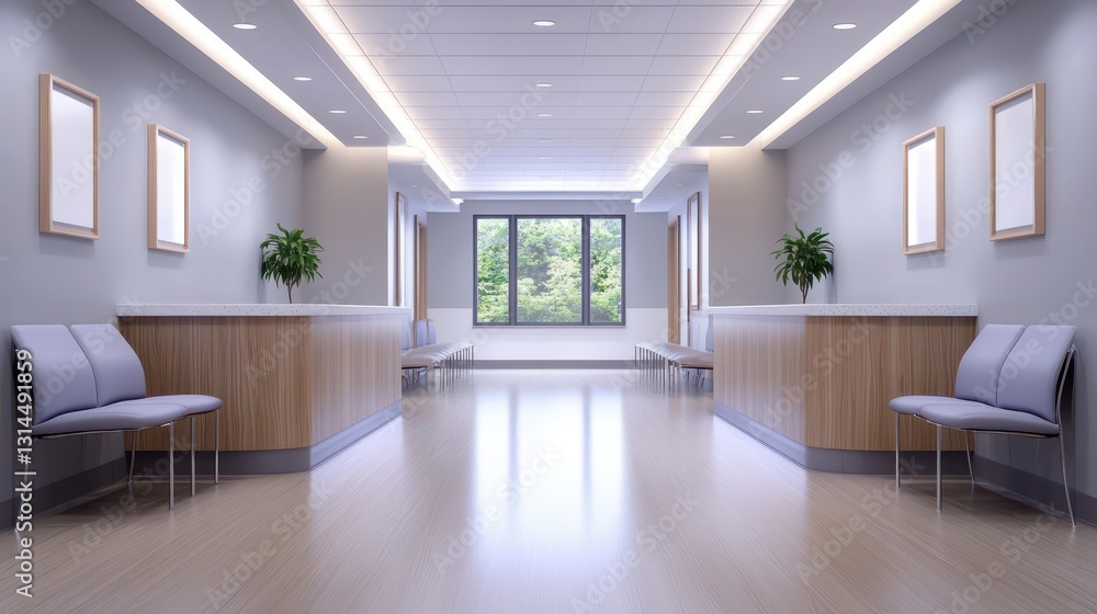 Fototapeta premium Modern healthcare waiting room with natural light