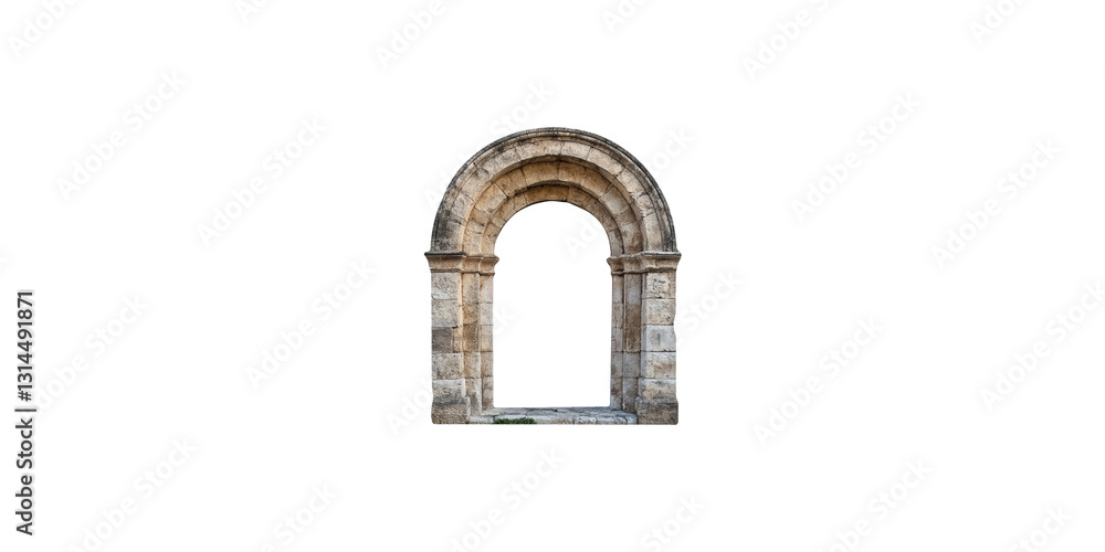 Stone archway with weathered texture isolated on transparent background Stone archway with weathered texture isolated on transparent background