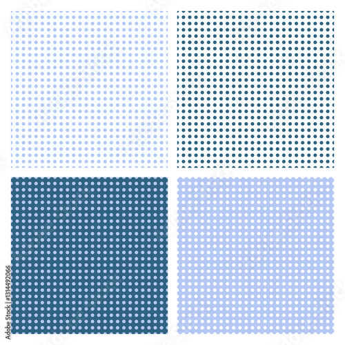 Polka dot seamless pattern in trendy colors. Vector classic texture in stylish blue shades for web design, digital art, textile,  scrapbooking, stationary, social media, etc.