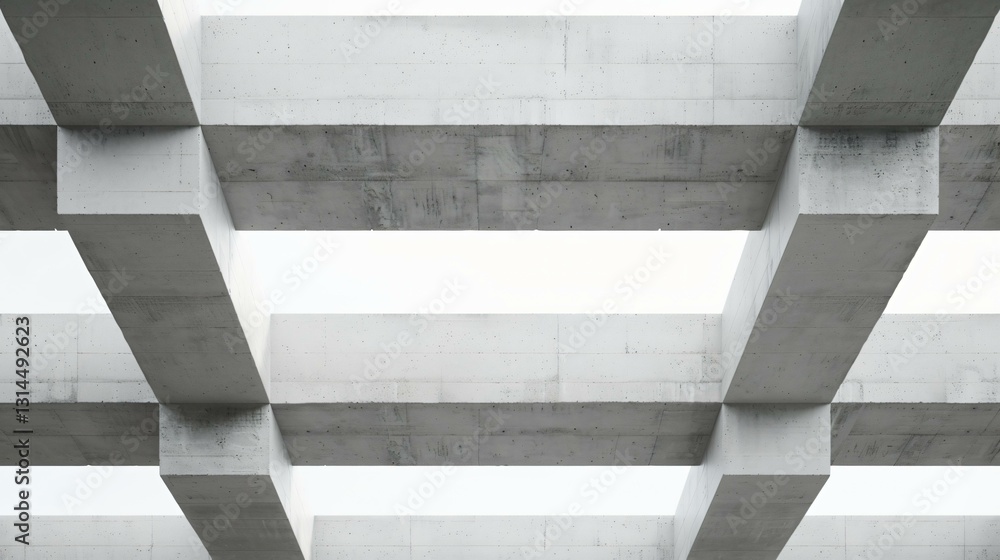 Fototapeta premium Futuristic building structure with exposed concrete beams, industrial minimalism, modern architectural design