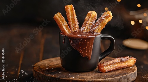 Hot and crispy churros dipped in rich chocolate sauce