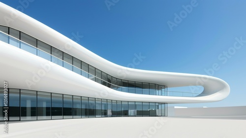 Innovative building framework with floating concrete beams, futuristic construction technology, modern design concept