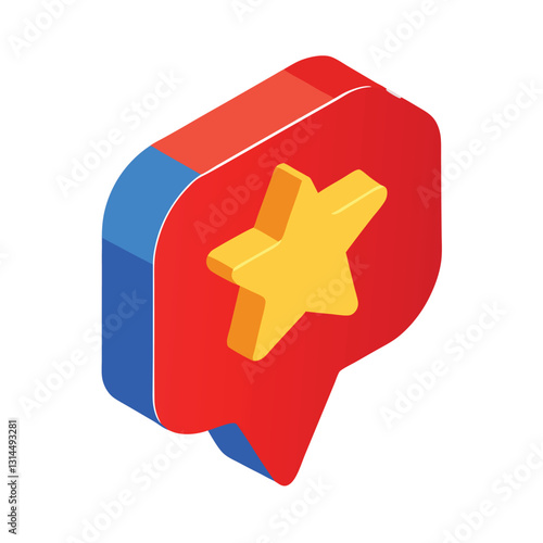 Isometric Star Rating Feedback Message Icon