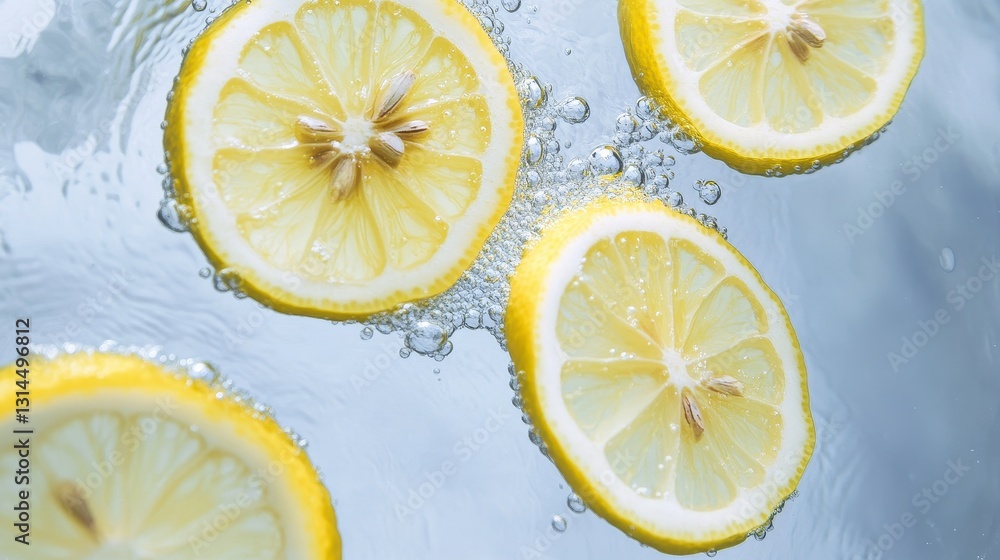 Refreshing Lemon Slices With Clear Bubbly Liquid Refreshing Lemon Slices With Clear Bubbly Liquid