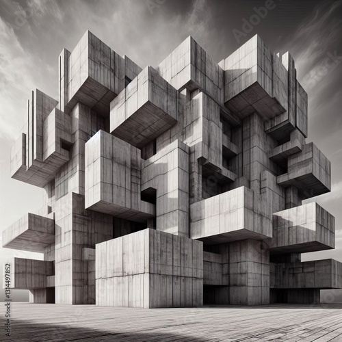 Brutalist Monument Raw Concrete and Bold Forms Monument in the B