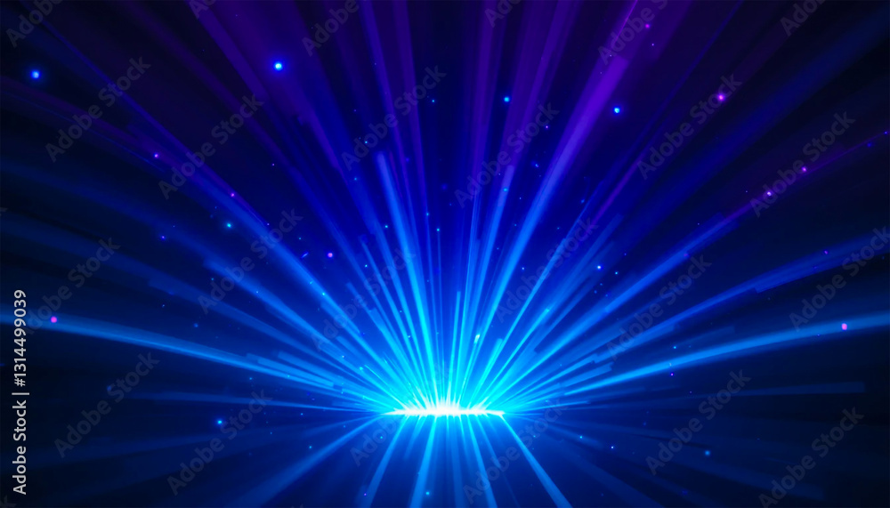 Fototapeta premium Abstract blue explosion with glowing light rays