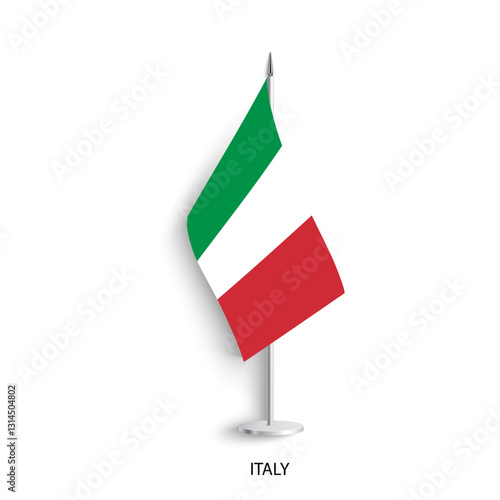 Italy table flag on light grey background. Italy desk flag isolated on grey background