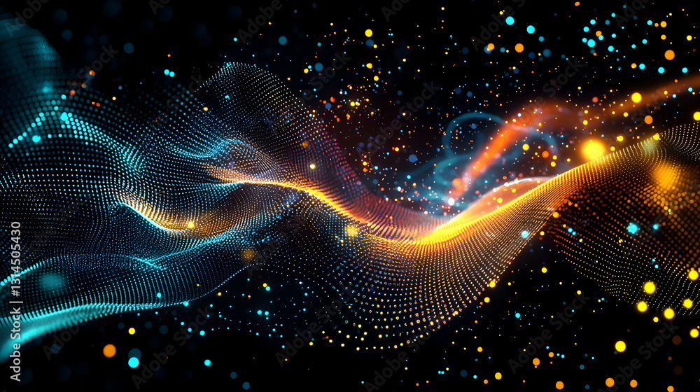 Dynamic Abstract Background With Flowing Blue and Orange Particles on a Black Background Dynamic Abstract Background With Flowing Blue and Orange Particles on a Black Background