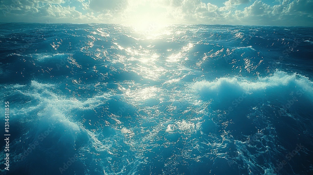 Fototapeta premium Ocean Waves at Sunset: A Breathtaking Seascape