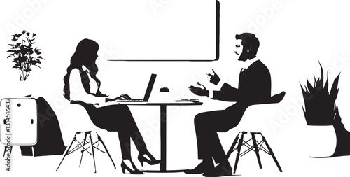 Business Meeting Silhouette Vector – Professional Office Discussion