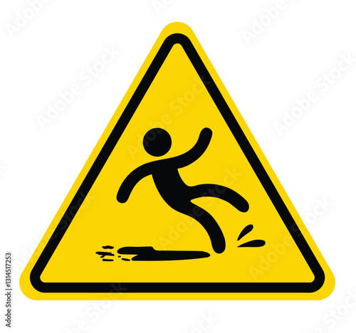Beware slippery surface sign, Hazard warning symbol