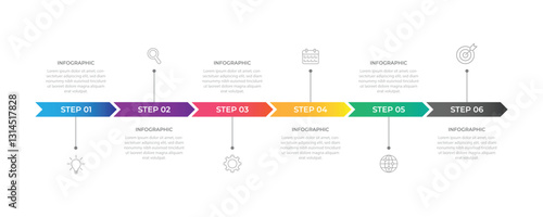 Business infographic 6 important events to success. Annual report, Business presentation template. Vector illustration.