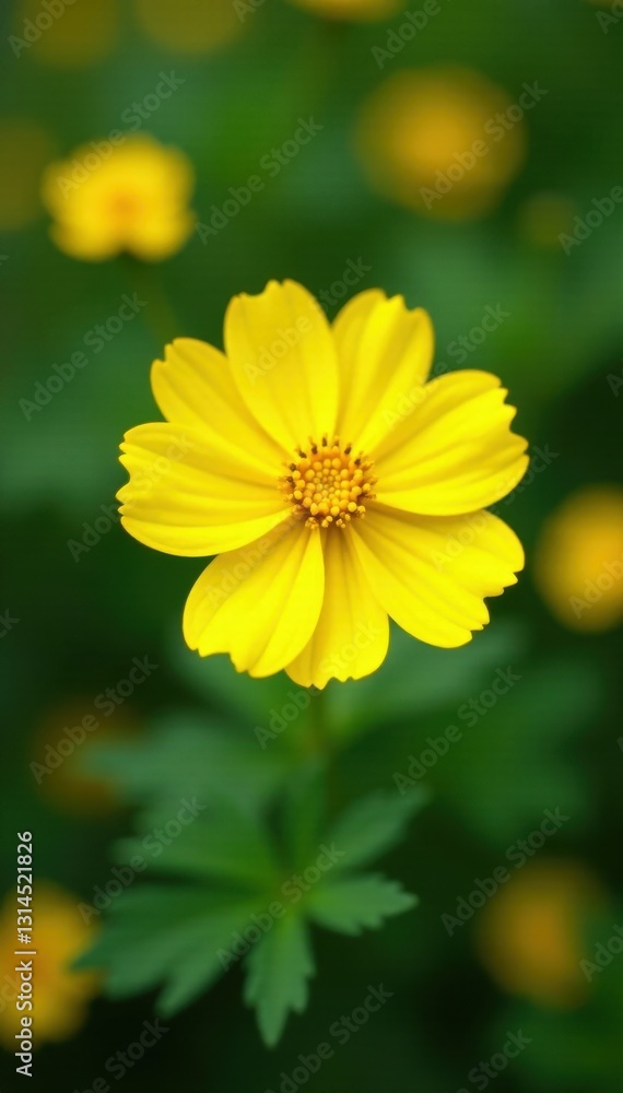 Vibrant yellow canola flower, delicate petals, overhead view , spring, overhead shot Vibrant yellow canola flower, delicate petals, overhead view , spring, overhead shot