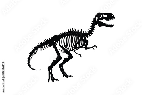 Dinosaur Skeleton Silhouette Fossil Vector Illustration