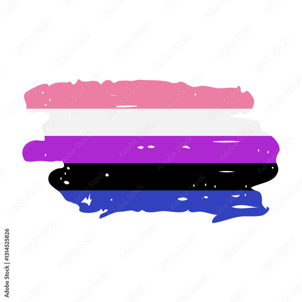 Grunge Genderfluid Pride Flag. Symbol of LGBT community. Flag sexual identity. Vector template for banners, signs, logo design, etc.