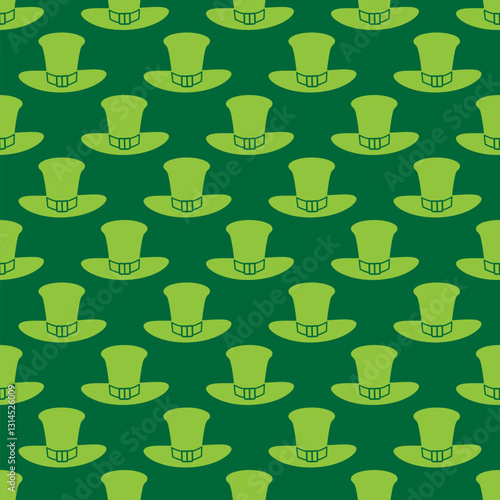 Obraz na płótnie Saint Patricks Day hats seamless pattern. Green St Patricks Day backdrop. Vector background for textile, fabric, wrapping paper, wallpaper, scrapbooking, etc. w salonie