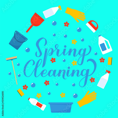 Obraz na płótnie Spring cleaning calligraphy hand lettering. Vector template for typography poster, banner, flyer, etc. w salonie