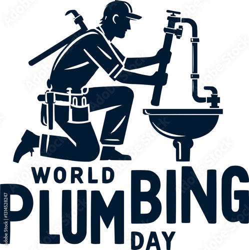 Professional Plumber Fixing Vector for World Plumbing Day