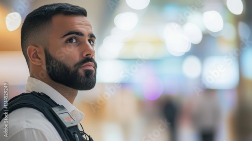 Confident Security Guard with Focused Gaze in Modern Environment photo