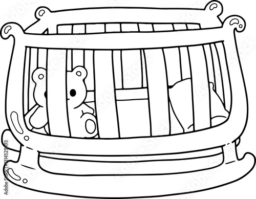 line art baby crib