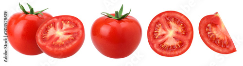 Wallpaper Mural fresh red tomatoes, half and slices isolated, transparent PNG, PNG format, cut out, Collection, set Torontodigital.ca