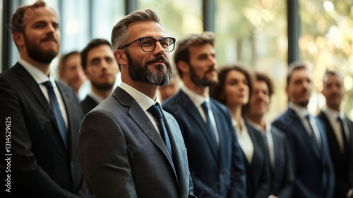 Businessmen in a Diverse Group Communicating Confidence and Strength