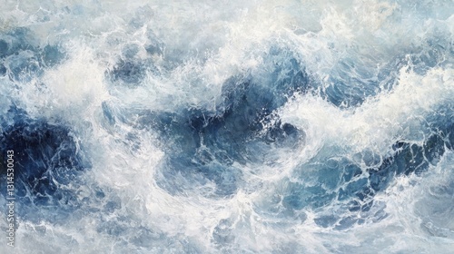 Wallpaper Mural Ethereal Waves on Pristine White Water Canvas with Deep Blue Tones Torontodigital.ca