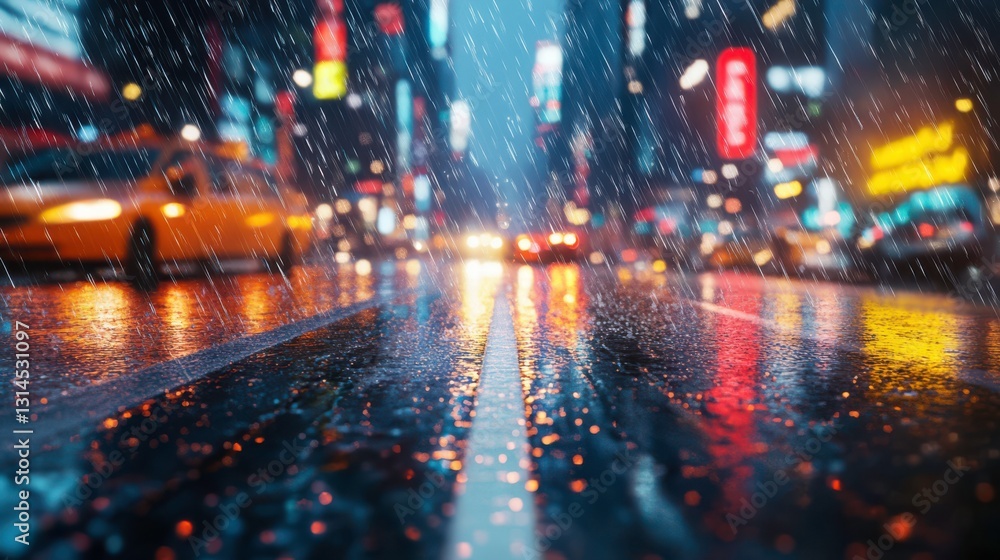 A vibrant urban scene captures rain-soaked streets reflecting colorful lights, creating a dynamic, atmospheric mood in a bustling city environment. A vibrant urban scene captures rain-soaked streets reflecting colorful lights, creating a dynamic, atmospheric mood in a bustling city environment.