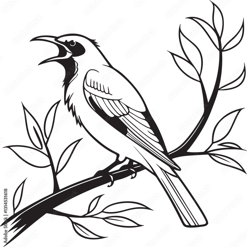 bare throated bellbird bird silhouette vector illustration bare throated bellbird bird silhouette vector illustration