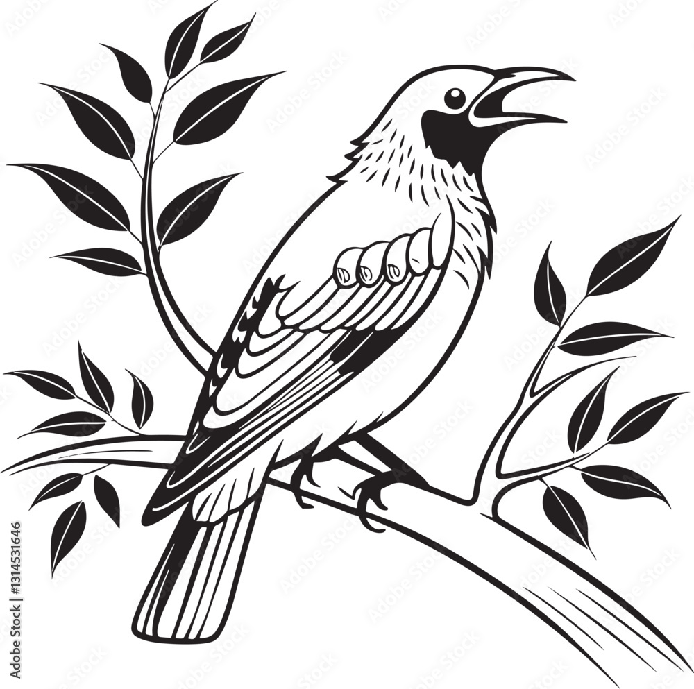 bare throated bellbird bird silhouette vector illustration bare throated bellbird bird silhouette vector illustration