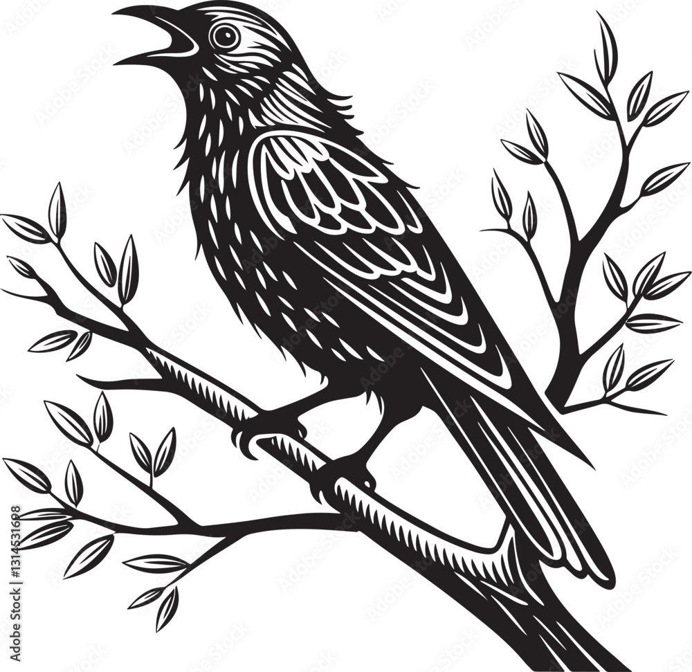 bare throated bellbird bird silhouette vector illustration bare throated bellbird bird silhouette vector illustration