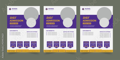 School admission education flyer bundle, Higher education social media post set web banner template, Higher education flyer, Study abroad flyer, Admission flyer template