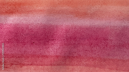 水彩で描いたローズピンク色の背景、ピンクとオレンジ色のグラデーション背景イラスト、手描き水彩の背景、赤とオレンジ色のグラデーションの背景イラスト、手描き水彩の背景画、コピースペースのある風景画