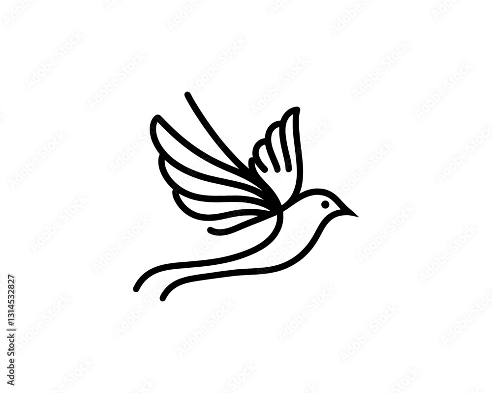 Flying bird logo design icon symbol vector illustration. Flying bird logo design icon symbol vector illustration.